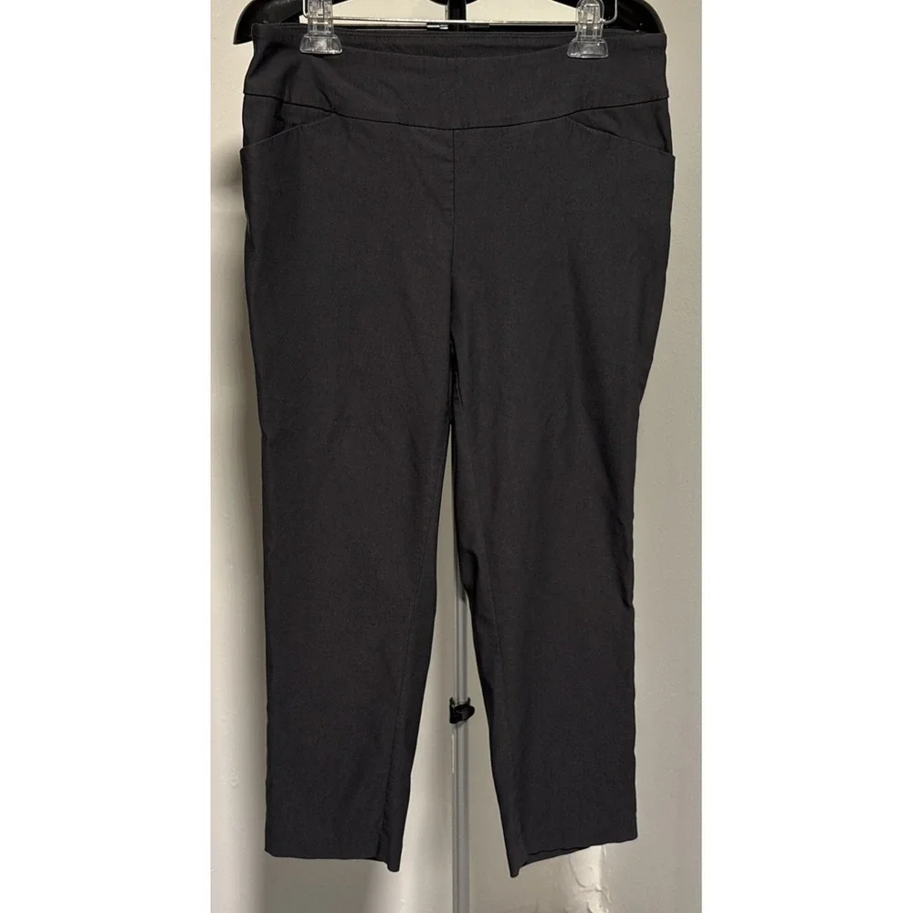Tribal Womens 16W Gray Pull On Pants Stretch Straight Leg Career Dress Pants